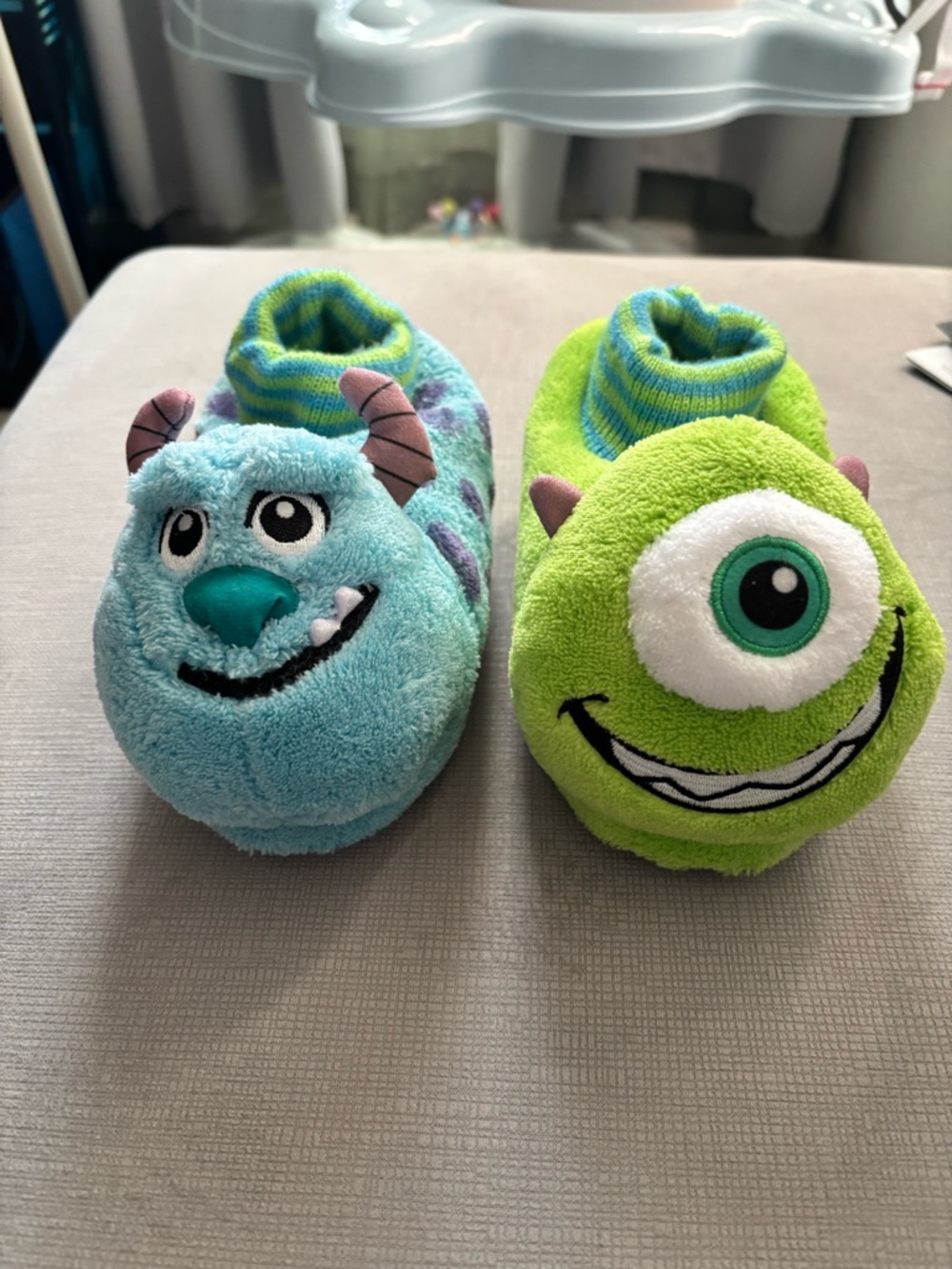 Monsters Plush Slipper Socks - Blue & Green